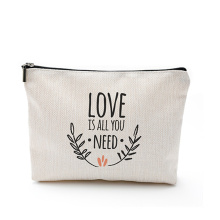 wholesale Lady cotton cosmetic bag Personalized print logo plain Travel canvas Folding makeup bag